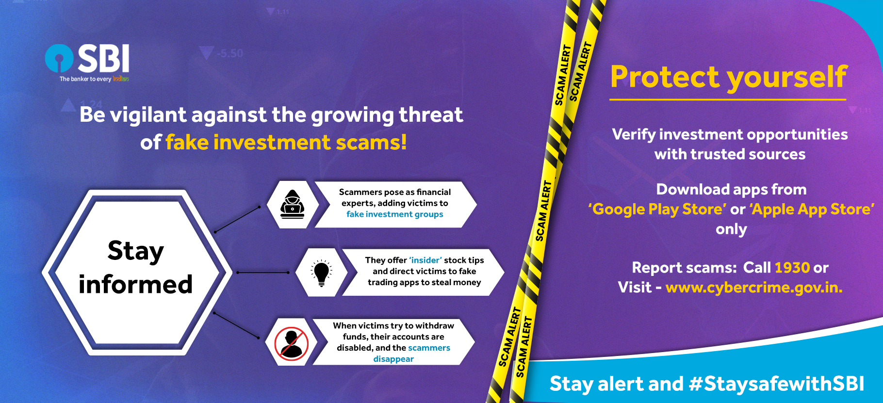 Illustration warning against fake investment schemes, depicting the risks and fraudulent tactics used by scammers to deceive potential investors